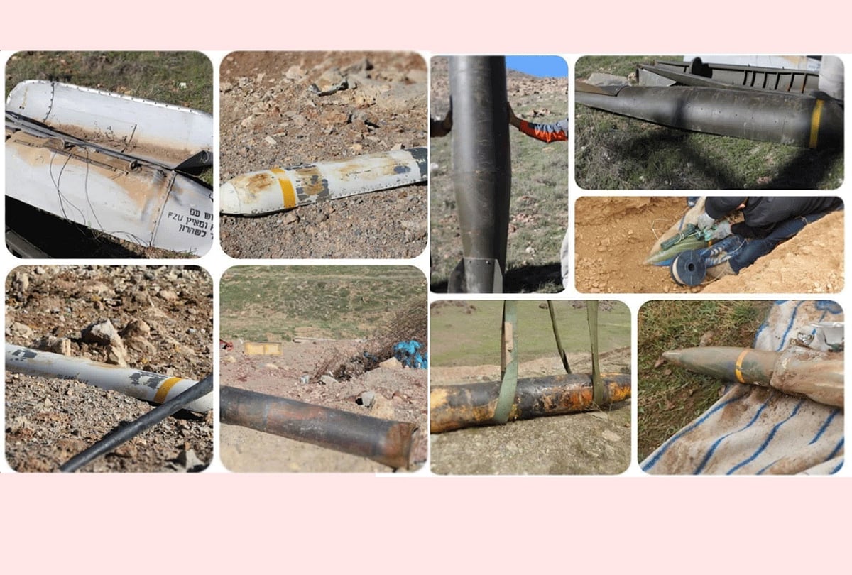 অবিস্ফোরিত অস্ত্র–গোলাবারুদের এই ছবি প্রকাশ করেছে ইরানের তাসনিম নিউজ এজেন্সি