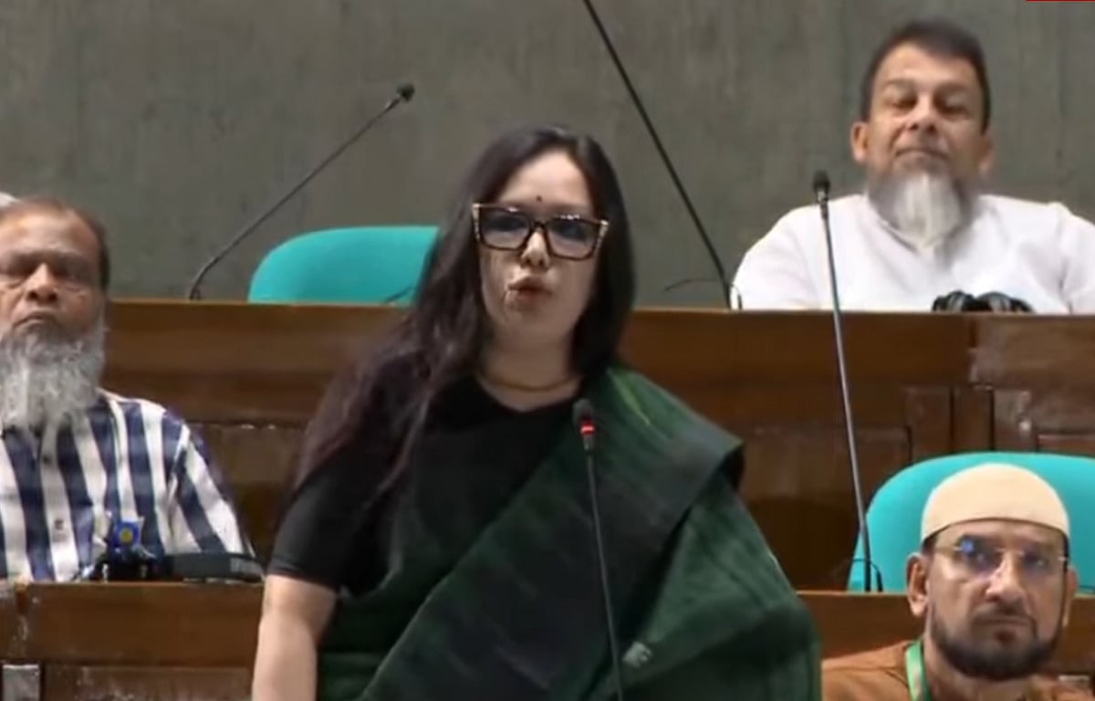 জাতীয় সংসদে কথা বলছেন স্বতন্ত্র সংসদ সদস্য রুমিন ফারহানা