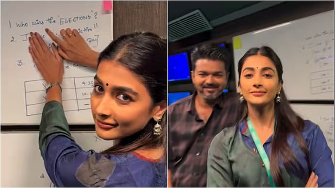 ‘জানা নায়াগান’ সিনেমার শুটিং সেটের দুটি পোস্ট শেয়ার করেছেন পূজা হেগড়ে