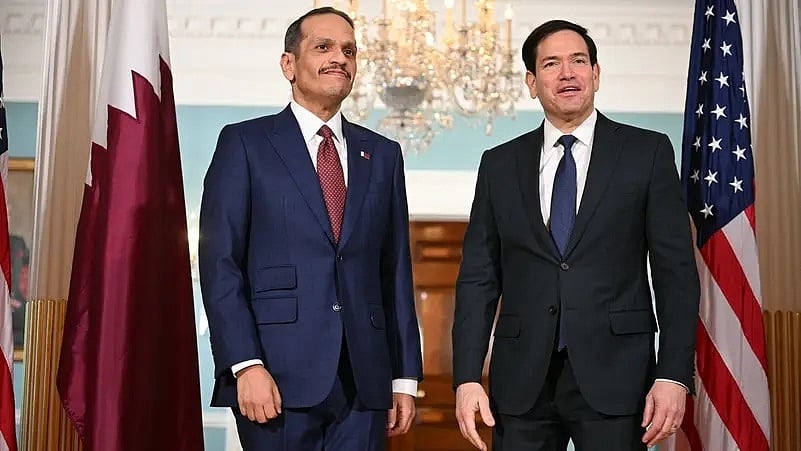 যুক্তরাষ্ট্রের পররাষ্ট্রমন্ত্রী মার্কো রুবিও ও কাতারের প্রধানমন্ত্রী শেখ মোহাম্মদ বিন আবদুর রহমান আল থানি