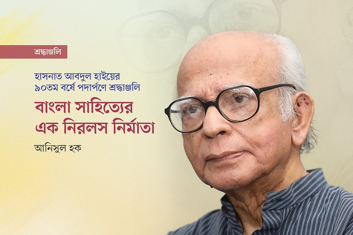 হাসনাত আবদুল হাইয়ের (জন্ম: ১৭ মে ১৯৩৭) আলোকচিত্র অবলম্বনে গ্রাফিকস: প্রথম আলো