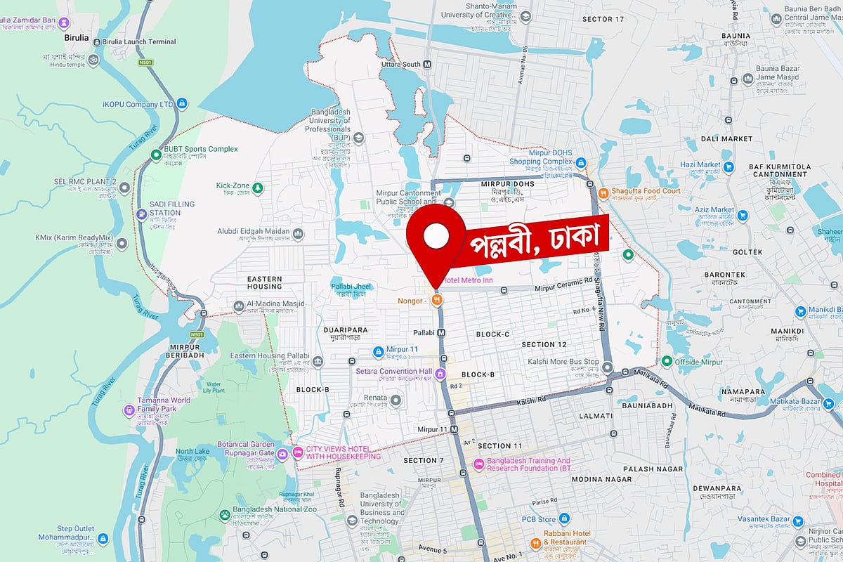 মানচিত্রে রাজধানীর পল্লবী এলাকা