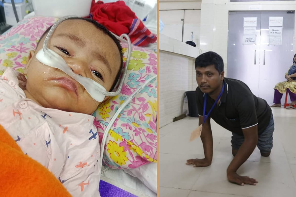 হামে আক্রান্ত শিশু তাজিমকে নিয়ে রাজধানীর বাংলাদেশ শিশু হাসপাতাল ও ইনস্টিটিউটে অবস্থান করছেন বাবা আসলাম দাড়িয়া