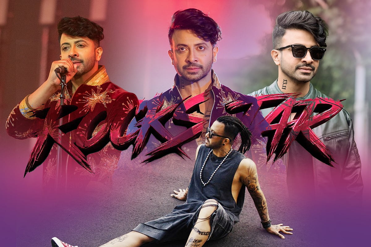 ‘রকস্টার’–এর বিভিন্ন লুকে শাকিব খান। কোলাজ