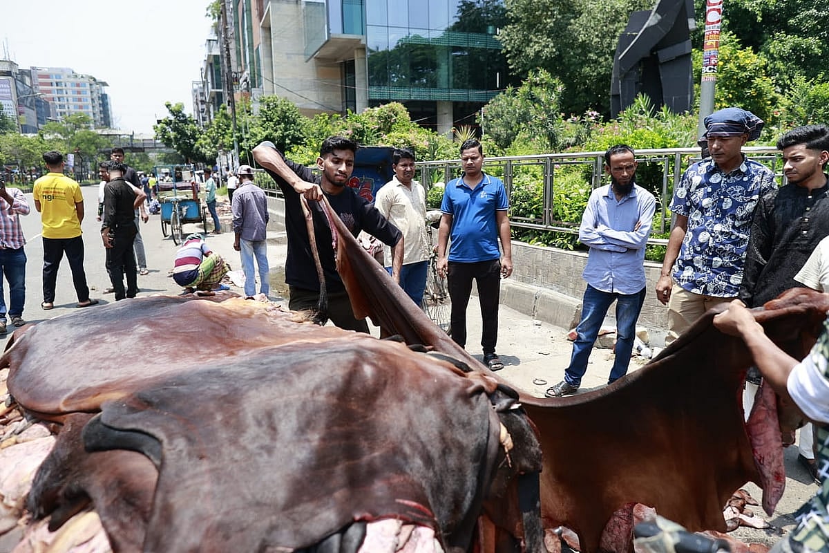 রাজধানীর বিভিন্ন জায়গায় চলছে কোরবানির পশুর চামড়া বেচাকেনা। আজ বৃহস্পতিবার দুপুরেো