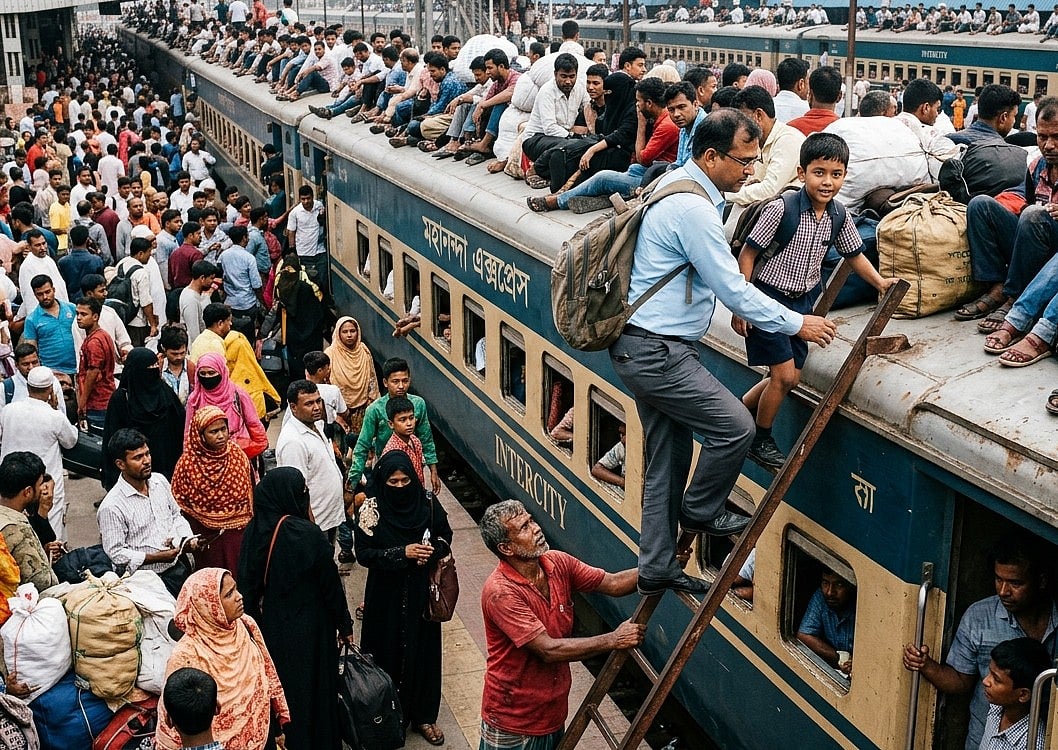 ট্রেনের ছাদে ঈদযাত্রা