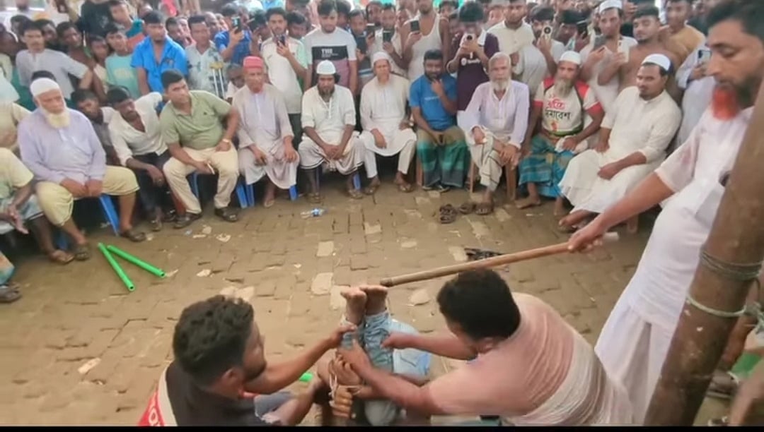 ব্রাহ্মণবাড়িয়ায় মাদক ব্যবসার অভিযোগে সালিসে এক ব্যক্তিকে মধ্যযুগীয় কায়দায় নির্যাতন