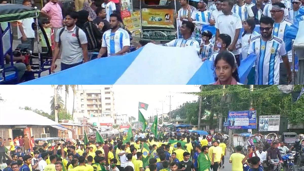 বিশ্বকাপ উন্মাদনায় নীলফামারী, একসঙ্গে পথে ব্রাজিল-আর্জেন্টিনার ভক্তরা