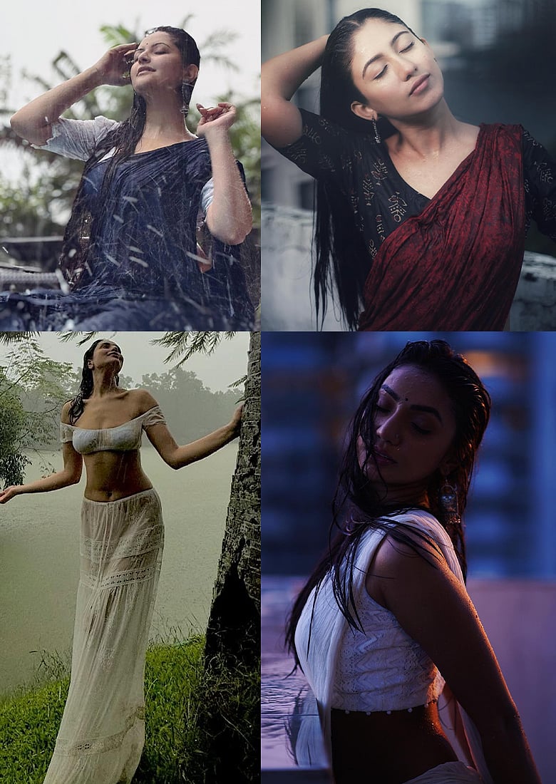 ভরা বর্ষায় বৃষ্টিভেজা লুকে মোহনীয় ৭ নায়িকা 