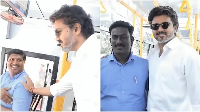 বাসে চড়ে যাত্রীদের মন জয় করলেন মুখ্যমন্ত্রী বিজয়