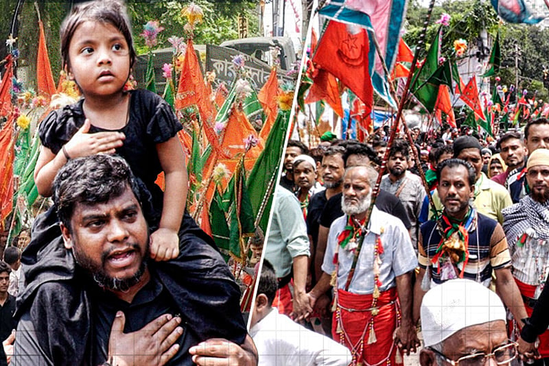 হোসেনি দালানে হাজারো মানুষের ঢল, কারবালার শোকগাথা স্মরণে ঐতিহ্যবাহী তাজিয়া মিছিল 