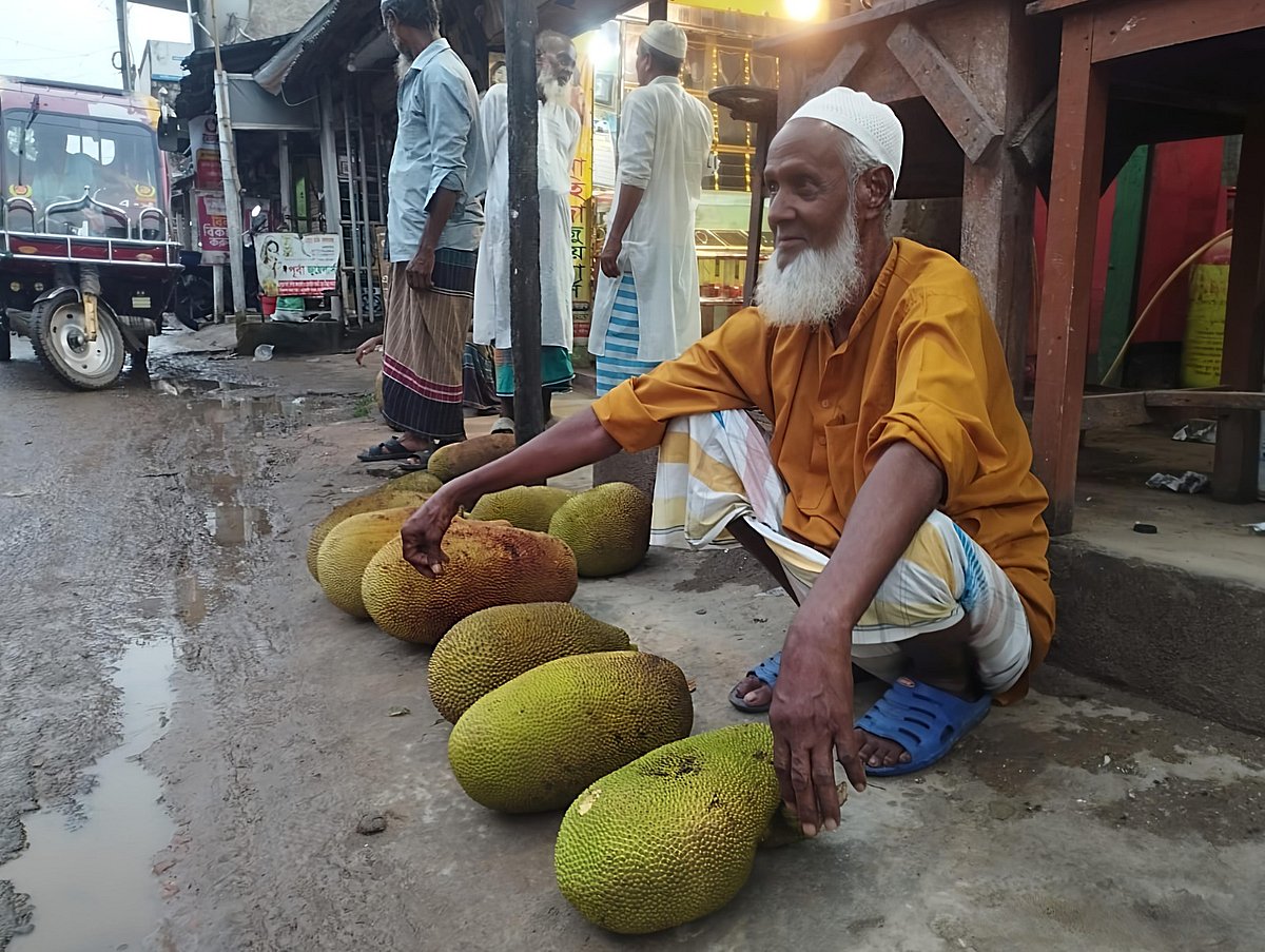 কাঁঠাল নিয়ে দীর্ঘ সময় ধরে অপেক্ষায় ছিলেন মো. শাহজাহান নামের এই বিক্রেতা। গতকাল বিকেলে গাজীপুরের কাপাসিয়া উপজেলার ঘাগটিয়াচালা বাজারে