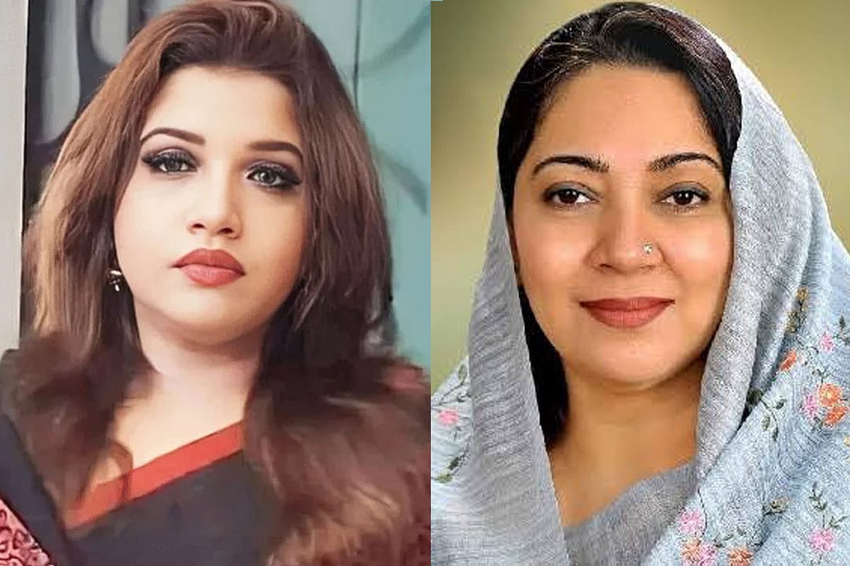 পররাষ্ট্র প্রতিমন্ত্রী ও ফরিদপুর-২ আসনের সংসদ সদস্য শামা ওবায়েদ (বাঁয়ে) এবং ফরিদপুর-৩ আসনের সংসদ সদস্য নায়াব ইউসুফ
