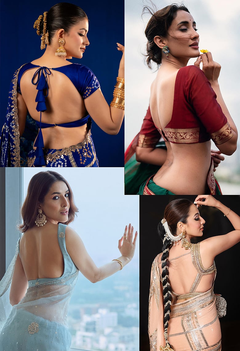 ব্যাকলেস ব্লাউজের আবেদনময়ী লুকে দেশি তারকারা