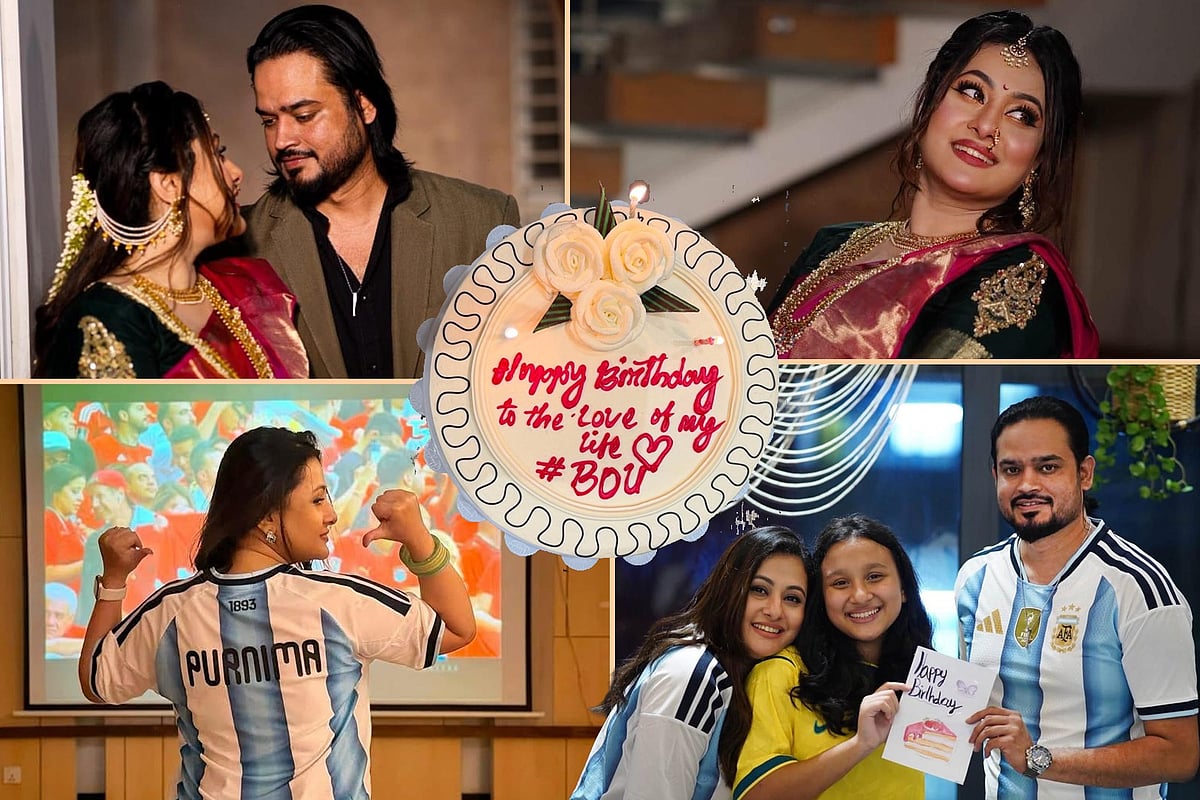 স্বামী ও সন্তানকে সঙ্গে নিয়ে জন্মদিনের কেক কাটেন চিত্রনায়িকা পূর্ণিমা