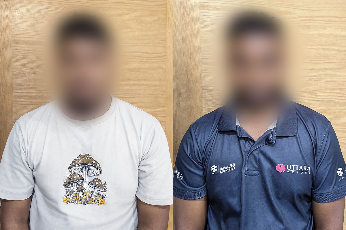 গ্রেপ্তার মারিফুল ইসলাম ও বাচ্চা বাউ ওরফে হাসিনুর (ডানে)