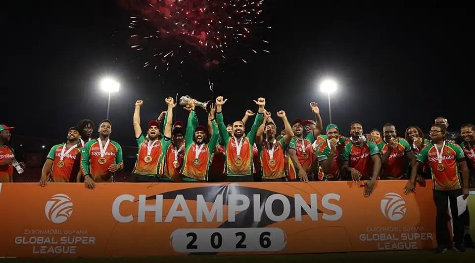 ট্রফি জয়ের পর গায়ানার উদ্‌যাপন