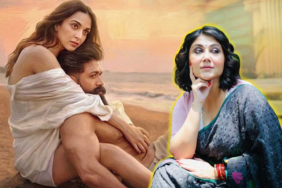 ‘টক্সিক’–এর দৃশ্যে কিয়ারা ও যশ। পাশে স্বস্তিকা। কোলাজ