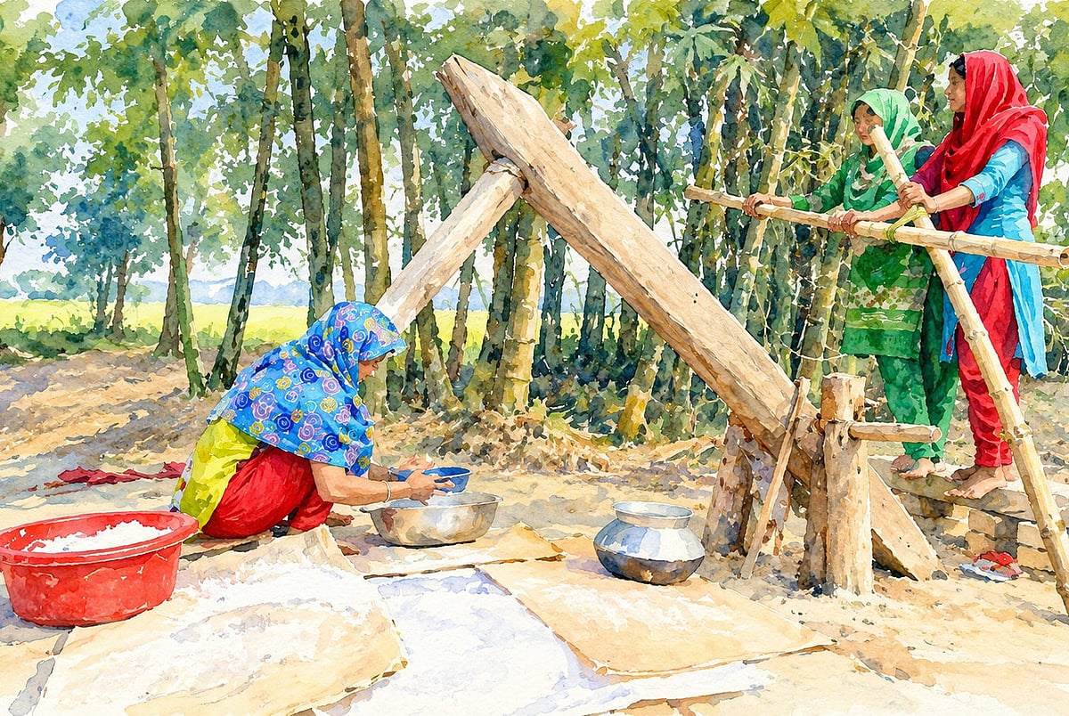 ঢেঁকির সেই ধুপধাপ শব্দ কোথায় হারিয়ে গেল
