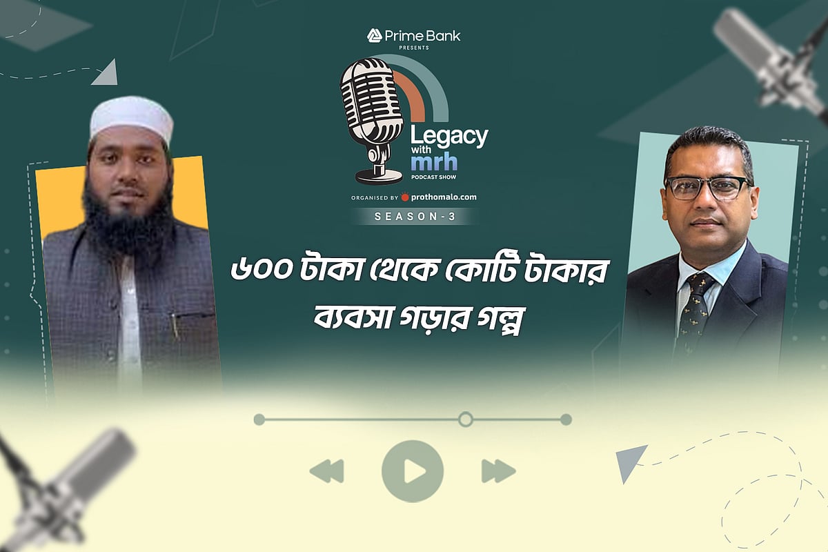 পডকাস্ট শো ‘লিগ্যাসি উইথ এমআরএইচ: সিজন-৩’-এর পঞ্চম পর্বে শতমূল অ্যাগ্রোর প্রতিষ্ঠাতা ও প্রধান নির্বাহী কর্মকর্তা মো. মাহমুদুন্নবী সোহাগ (বাঁয়ে)