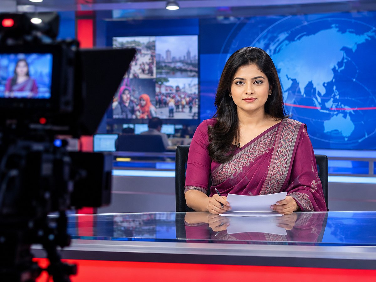 Image from source article: শুধু খবর পড়া নয়, যোগাযোগের শিল্পও নিউজ প্রেজেন্টেশন