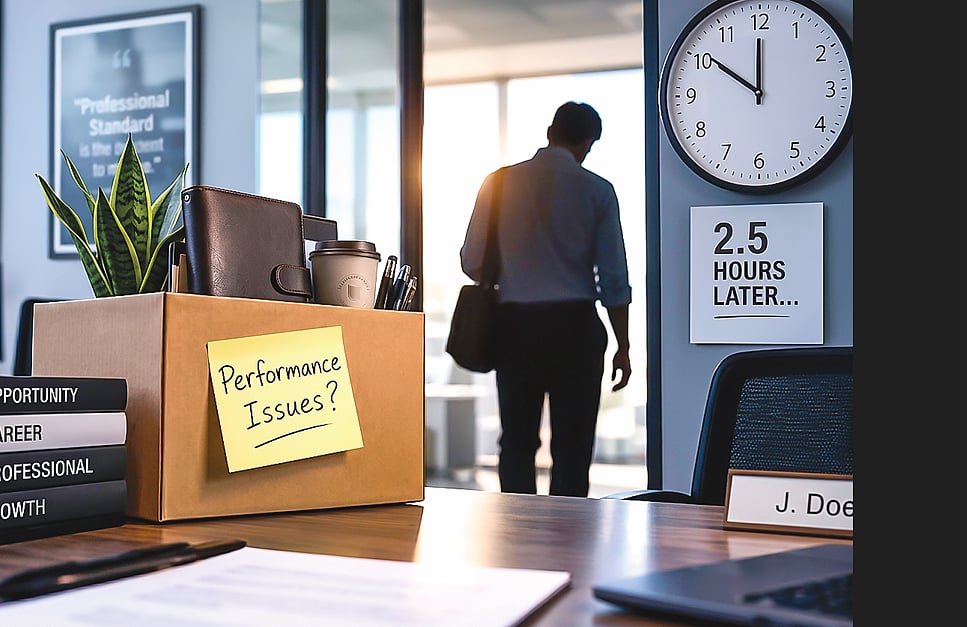 Deux heures et demie après avoir rejoint un nouvel emploi