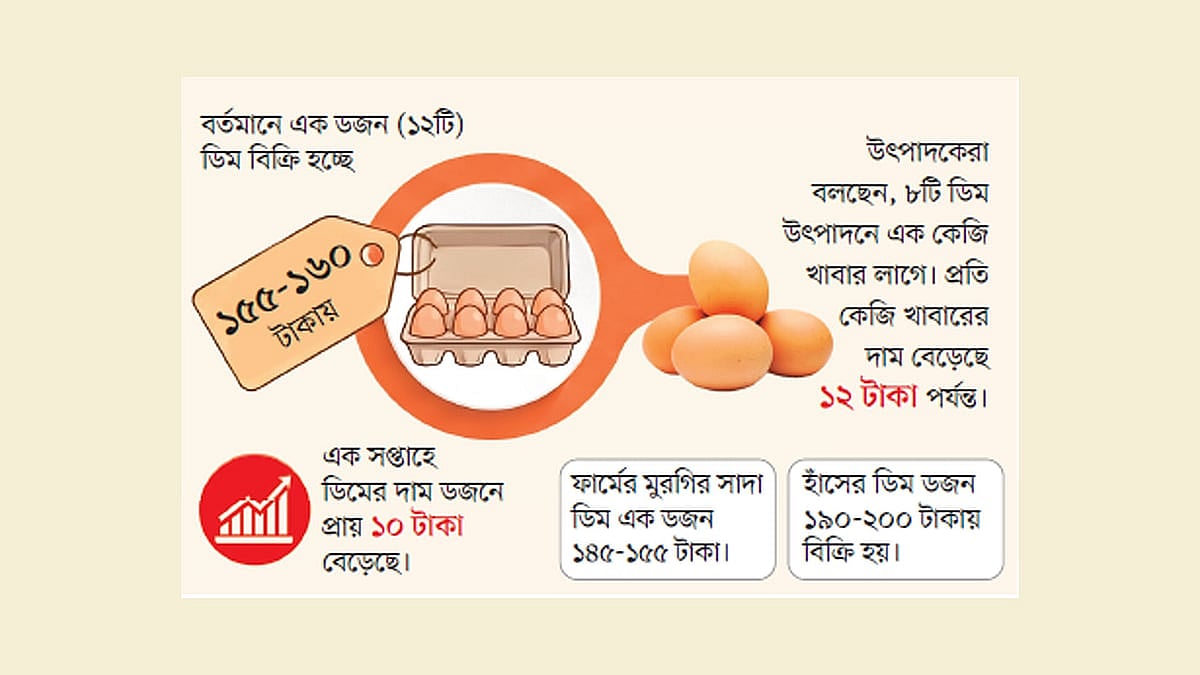 রাজধানীর বাজারে একটি ডিম প্রায় ১৫ টাকা