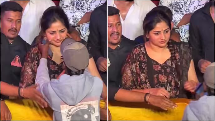 হঠাৎ নায়িকার গালে হাত, ভাইরাল ভিডিও ঘিরে বিতর্ক