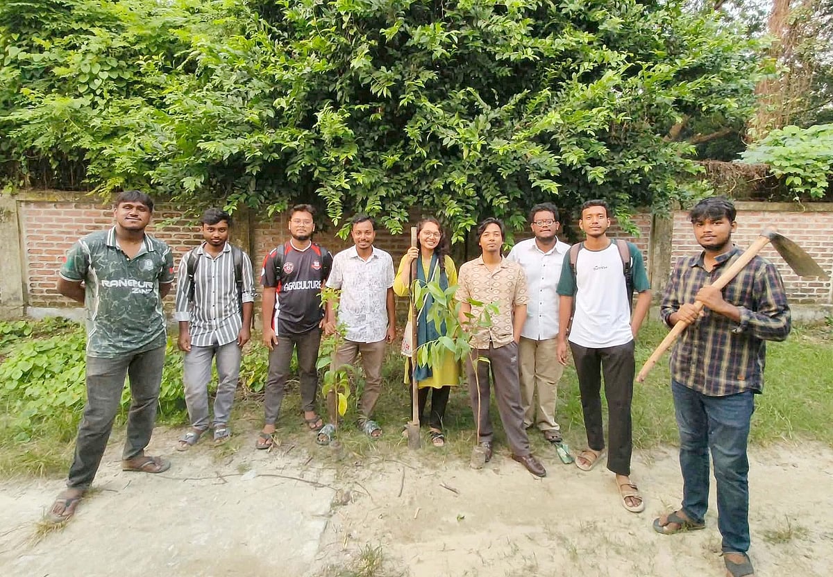 গাছের চারা রোপণ করলেন হাবিপ্রবি বন্ধুসভার বন্ধুরা