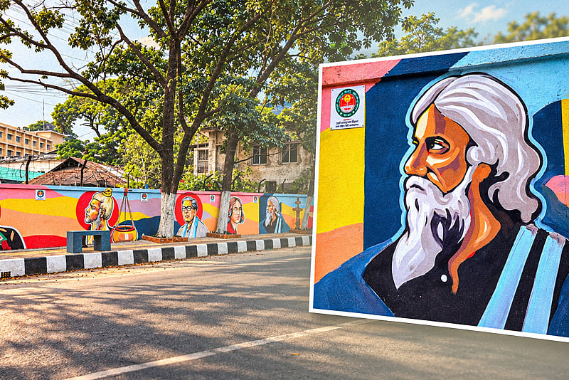 সেগুনবাগিচার রাস্তায় অবৈধ দোকান সরিয়ে আঁকা হলো গ্রাফিতি, কেমন হলো নতুন ফুটপাত?