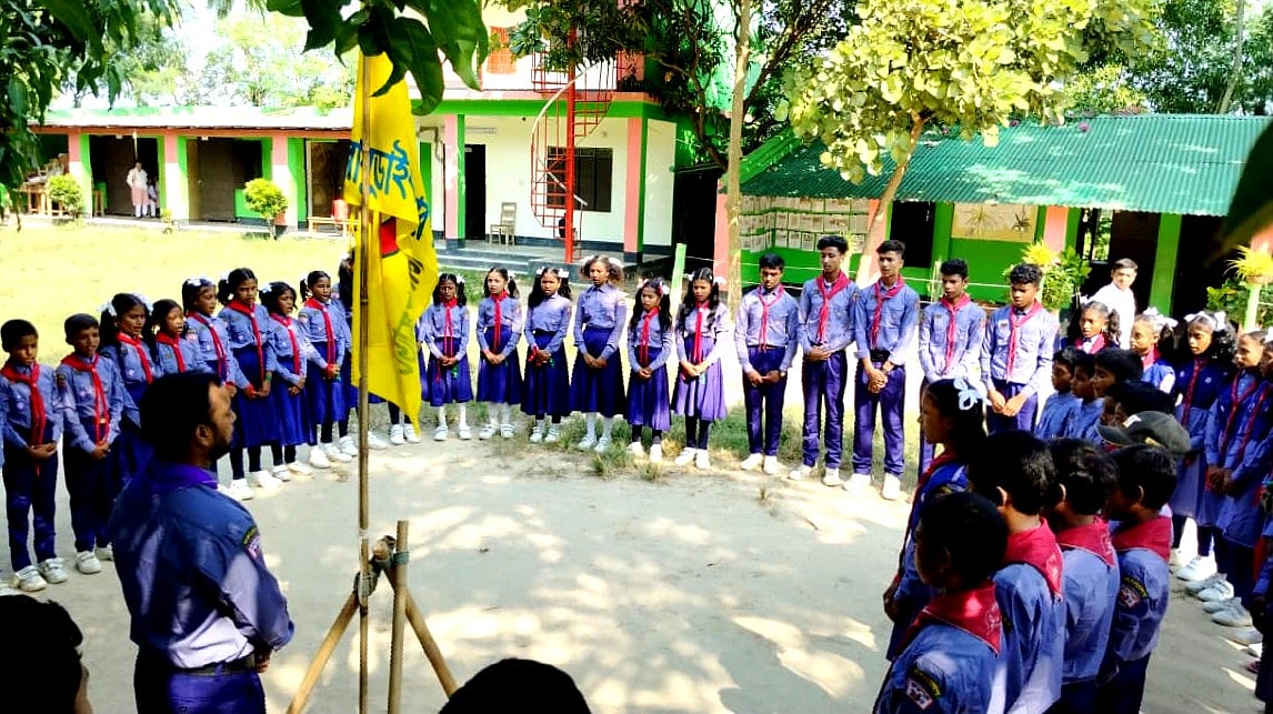 বাবুডাইং আলোর পাঠশালার স্কাউট কার্যক্রম পরিদর্শনে বাংলাদেশ স্কাউটস কর্মকর্তারা