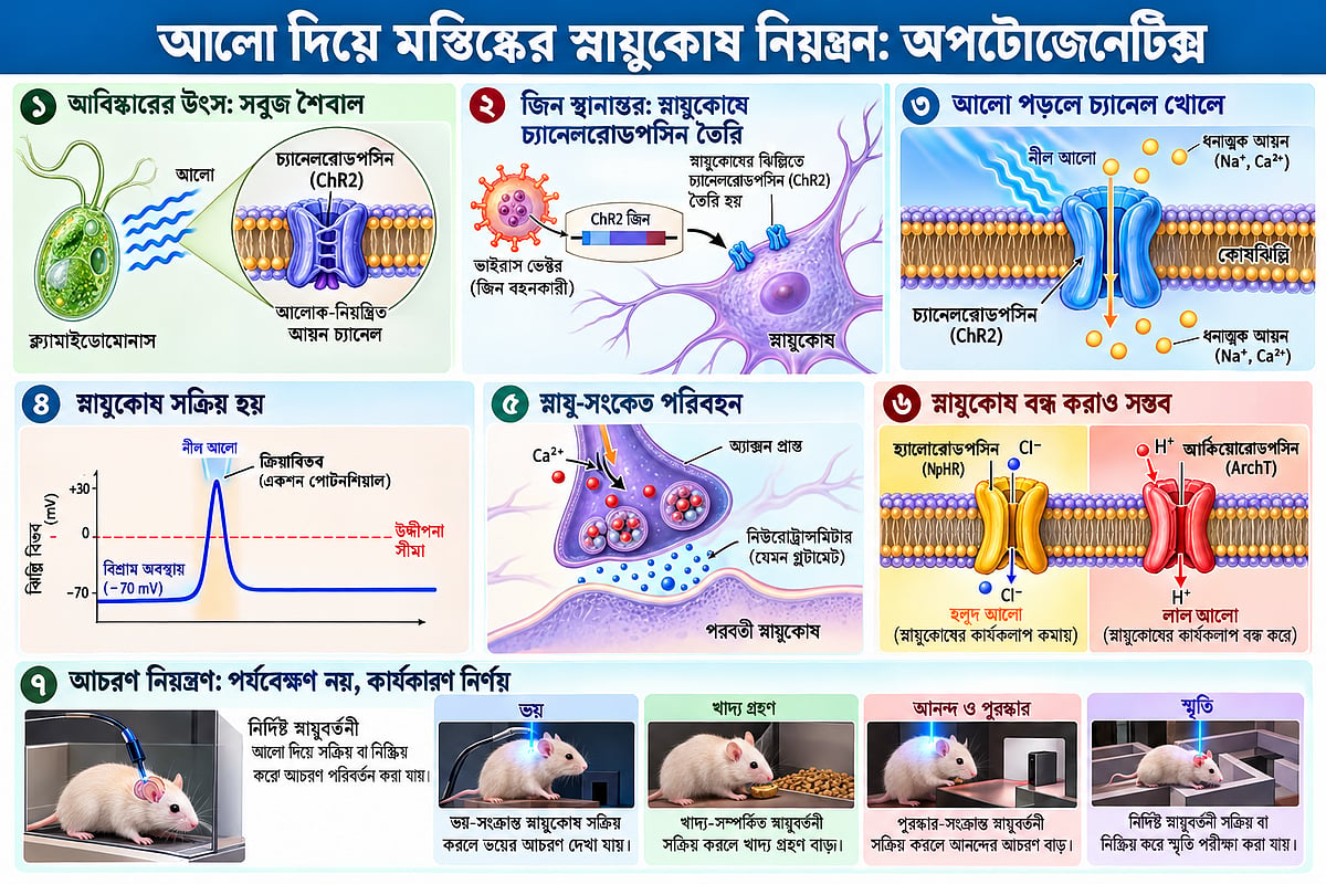 আলো যখন মস্তিষ্কের নিয়ন্ত্রক: গল্পের শুরু একটি সবুজ শৈবাল থেকে