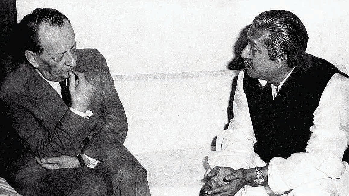Andre Malraux with Bangabandhu Sheikh Mujibur Rahman