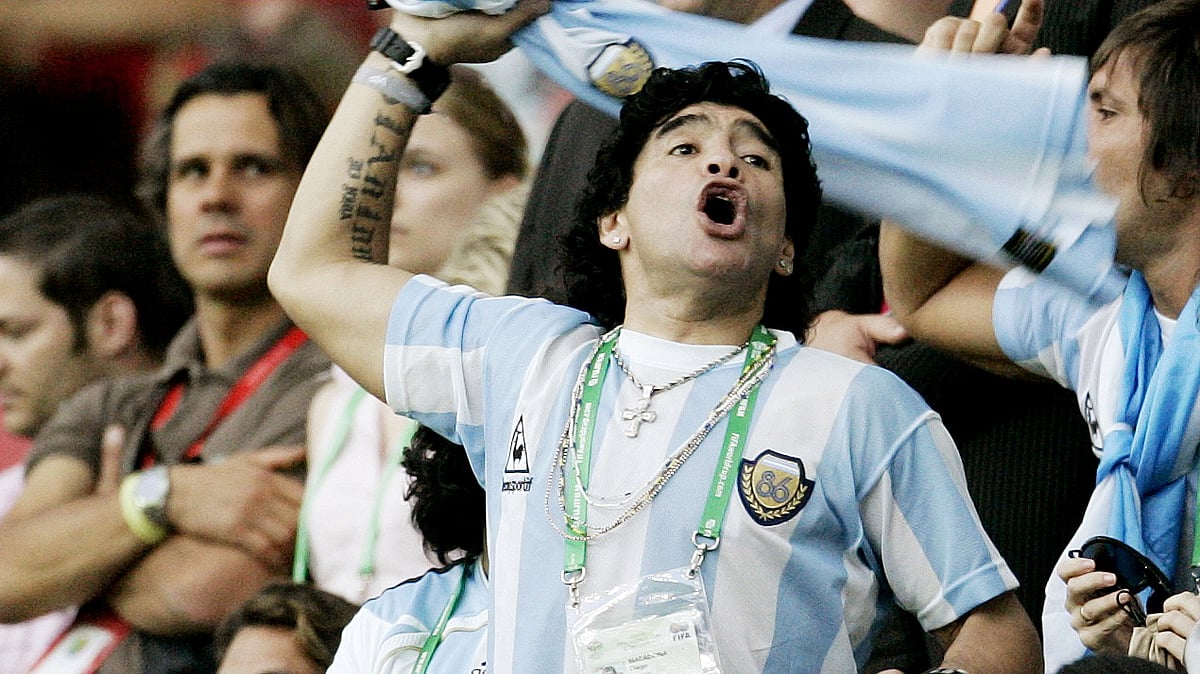  Argentine soccer legend Diego Maradona during Argentina's 2006 FIFA World Cup match against Waldstadion, Frankfurt - June 21, 2006