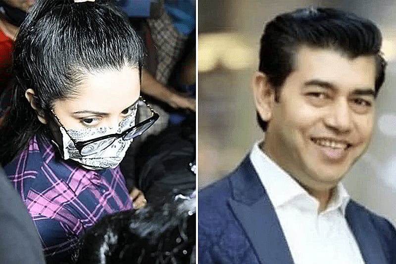 Film star Pori Moni (L) and producer Nazrul Islam Raj