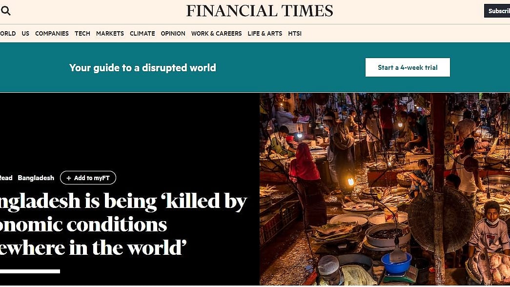 Screen grab of Financial Times report