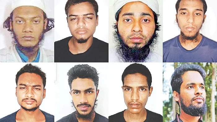 (Clockwise) Md Nesar Uddin, Ibrahim, Md Miraz, Md Hossain, Rakib Hasnat, Md Sabith, Zahed chowdhury and Roman Shikder