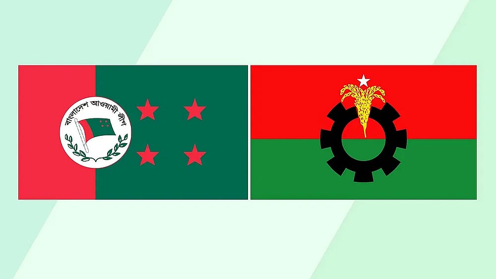 Flags of Awami League and BNP