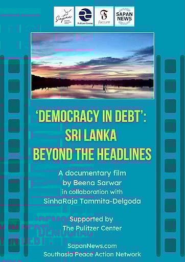 Poster of the documentary 'Democracy in Debt: Sri Lanka Beyond the Headlines'
