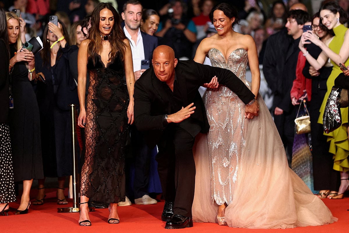 Jordana Brewster, Michelle Rodriguez and Vin Diesel pose on the red carpet for the screening of the film "The Fast and the Furious" presented as part of Special Screenings to celebrate the 25th anniversary of "The Fast and the Furious" franchise at the 79th Cannes Film Festival in Cannes, France, 14 May, 2026.