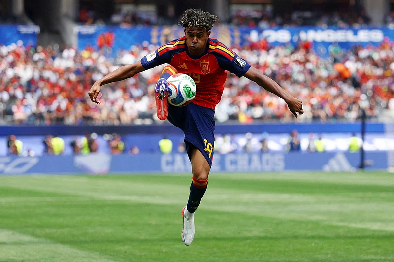 Soccer Football - FIFA World Cup 2026 - Quarter Final - Spain v Belgium - Los Angeles Stadium, Inglewood, California, U.S. - July 10, 2026
Spain's Lamine Yamal in action