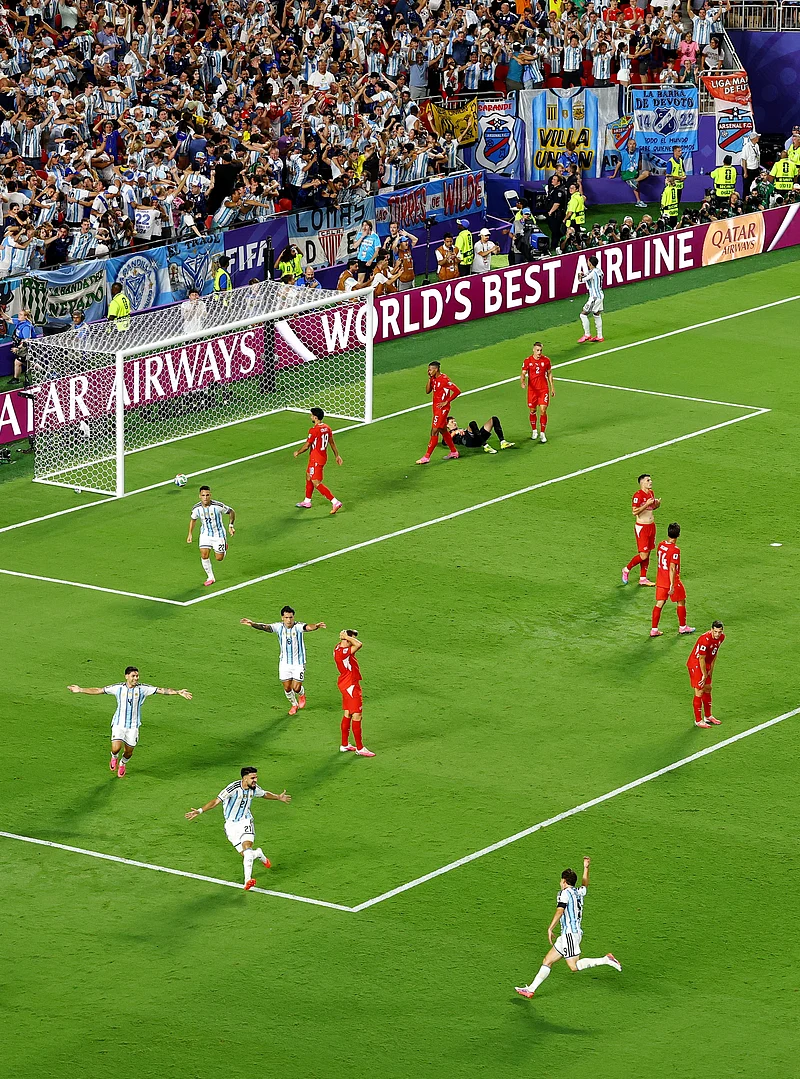 Football - FIFA World Cup 2026 - Quarter Final - Argentina v Switzerland - Kansas City Stadium, Kansas City, Missouri, U.S. - July 11, 2026
Argentina's Julian Alvarez celebrates scoring their second goal 