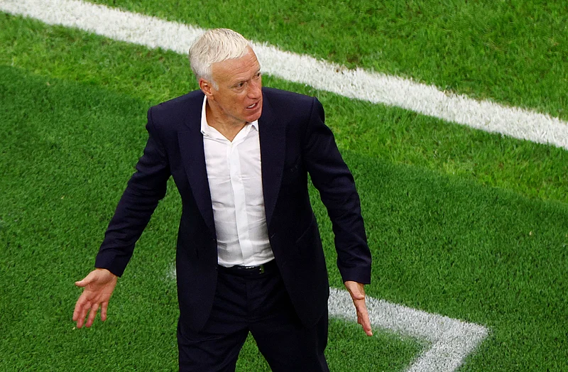 Football - FIFA World Cup 2026 - Semi Final - France v Spain - Dallas Stadium, Arlington, Texas, U.S. - July 14, 2026
France coach Didier Deschamps reacts 