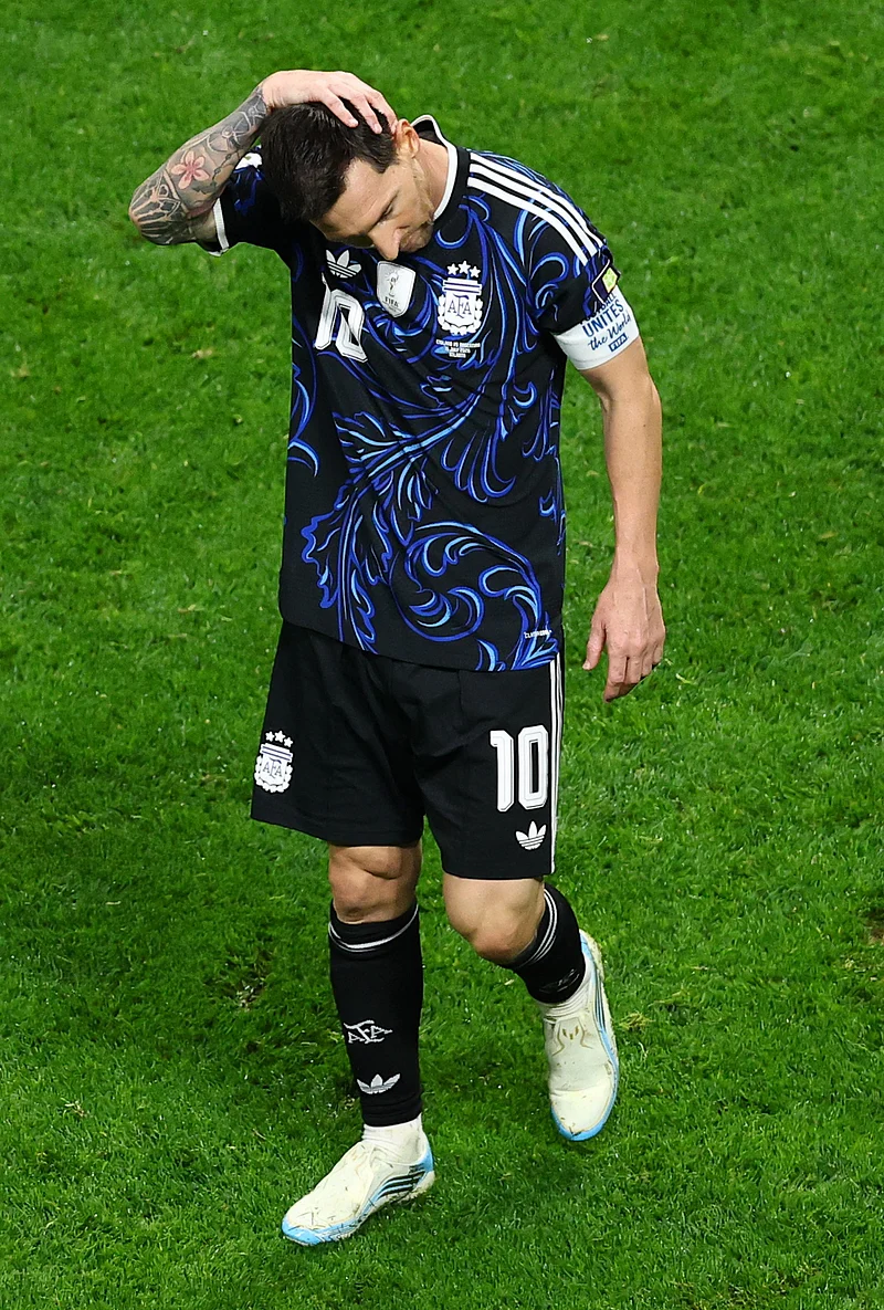 Football - FIFA World Cup 2026 - Semi Final - England v Argentina - Atlanta Stadium, Atlanta, Georgia, U.S. - July 15, 2026
Argentina's Lionel Messi reacts