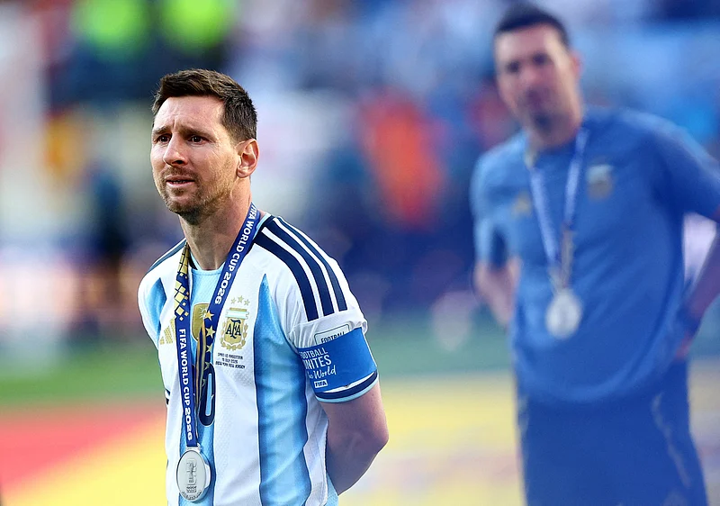 Soccer Football - FIFA World Cup 2026 - Final - Spain v Argentina - New York/New Jersey Stadium, East Rutherford, New Jersey, U.S. - July 19, 2026
Argentina's Lionel Messi looks dejected after losing the World Cup final REUTERS/Agustin Marcarian