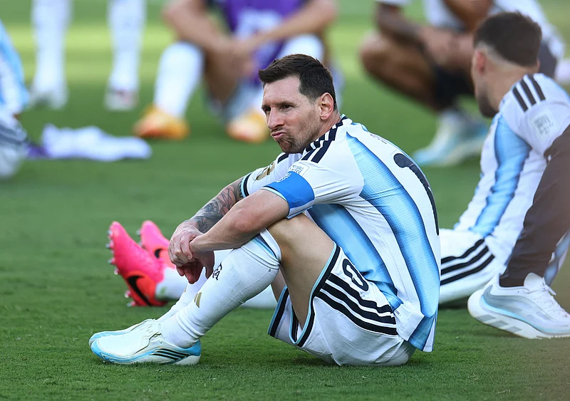 Football - FIFA World Cup 2026 - Final - Spain v Argentina - New York/New Jersey Stadium, East Rutherford, New Jersey, U.S. - July 19, 2026
Argentina's Lionel Messi looks dejected after losing the World Cup final 