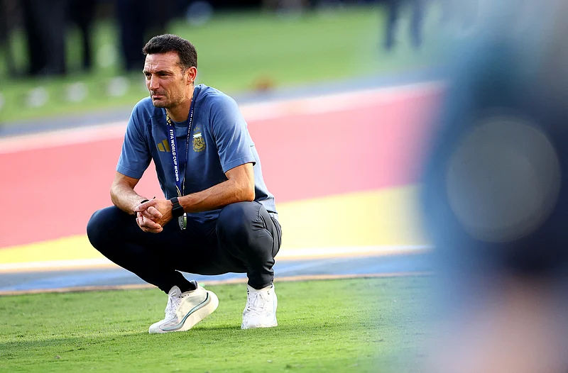 Soccer Football - FIFA World Cup 2026 - Final - Spain v Argentina - New York/New Jersey Stadium, East Rutherford, New Jersey, U.S. - July 19, 2026
Argentina coach Lionel Scaloni looks dejected after losing the World Cup final REUTERS/Agustin Marcarian