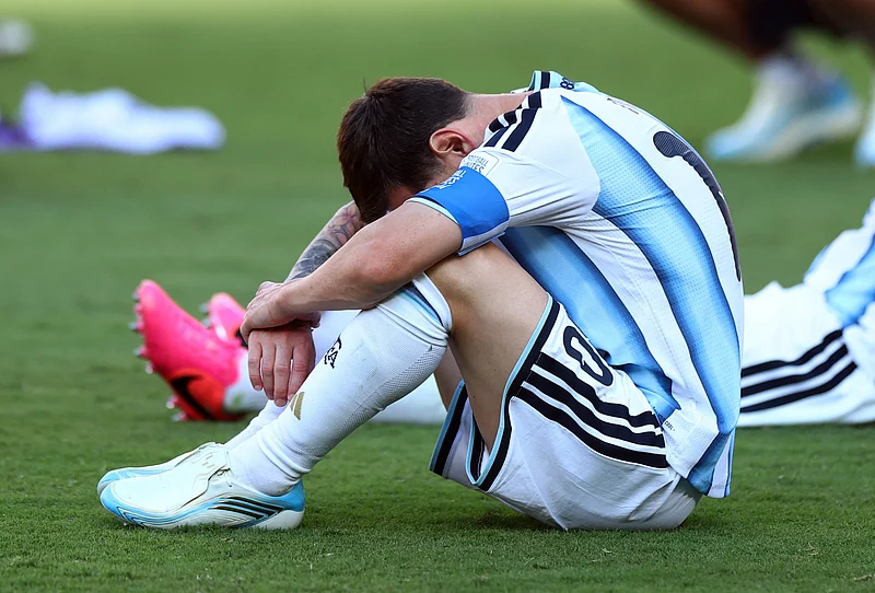Football - FIFA World Cup 2026 - Final - Spain v Argentina - New York/New Jersey Stadium, East Rutherford, New Jersey, U.S. - July 19, 2026
Argentina's Lionel Messi looks dejected after losing the World Cup final 
