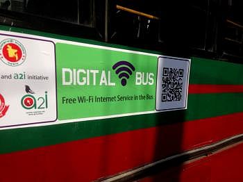 Buses facilitated with free internet connectivity have been launched in Dhaka.  File photo