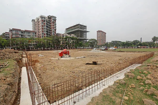 Dhanmondi playground construction work. File photo